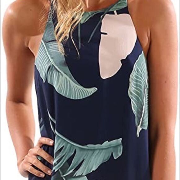 Blooming Jelly Navy Tropical Print Dress-M - Picture 3 of 9